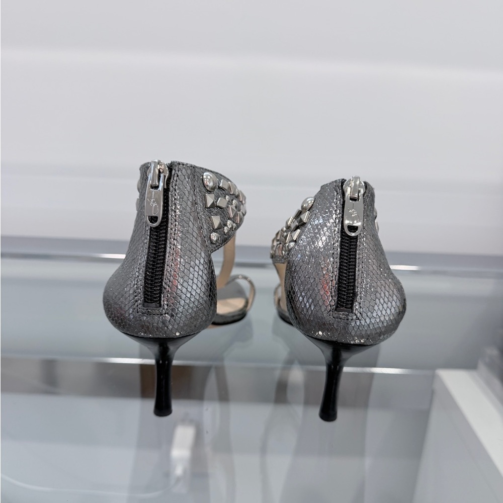 Joan & David Silver Beaded Sandals (8) - Picture 5 of 7